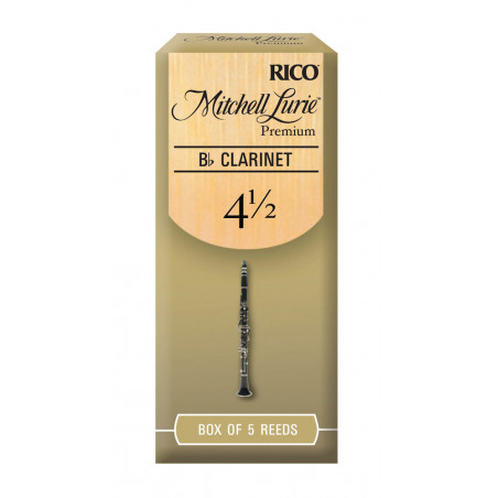D'Addario RMLP5BCL450 - Anches Mitchell Lurie Premium - clarinette si bémol, force 4.5, boîte de 5