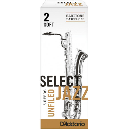 D'Addario RRS05BSX2S - Anches Select Jazz - saxophone baryton, coupe américaine, force 2-Soft, boîte de 5