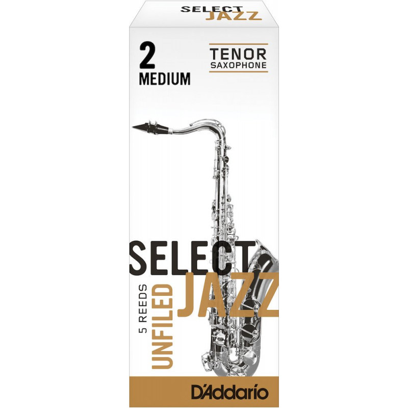D'Addario RRS05TSX2M - Anches Select Jazz - saxophone ténor, coupe américaine, force 2-Medium, boîte de 5