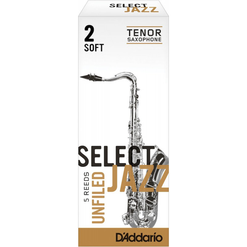 D'Addario RRS05TSX2S - Anches Select Jazz - saxophone ténor, coupe américaine, force 2-Soft, boîte de 5