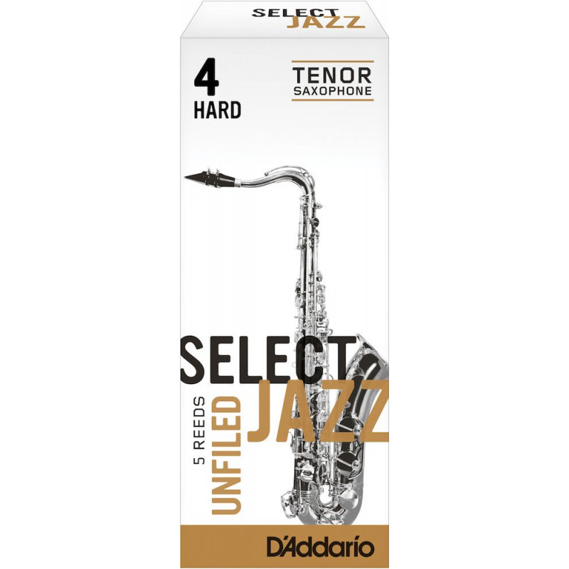 D'Addario RRS05TSX4H - Anches Select Jazz - saxophone ténor, coupe américaine, force 4-Hard, boîte de 5