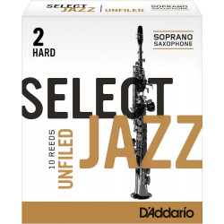 D'Addario RRS10SSX2H - Anches Select Jazz - saxophone soprano, coupe américaine, force 2-Hard, boîte de 10