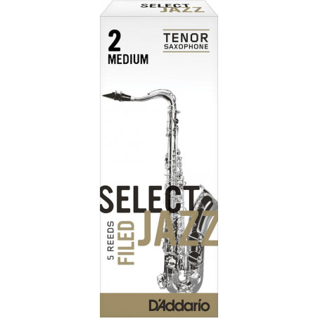D'Addario RSF05TSX2M - Anches Select Jazz - saxophone ténor, force 2-Medium, boîte de 5