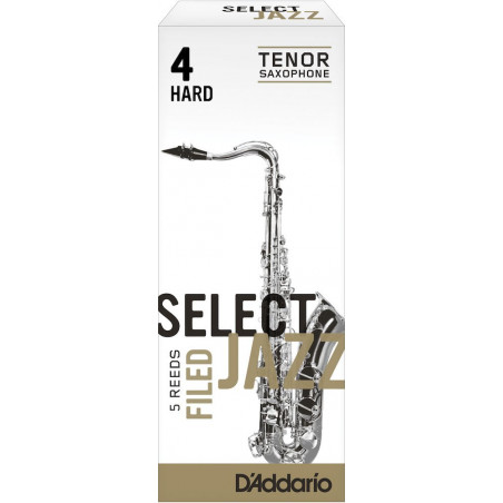 D'Addario RSF05TSX4H - Anches Select Jazz - saxophone ténor, force 4-Hard, boîte de 5