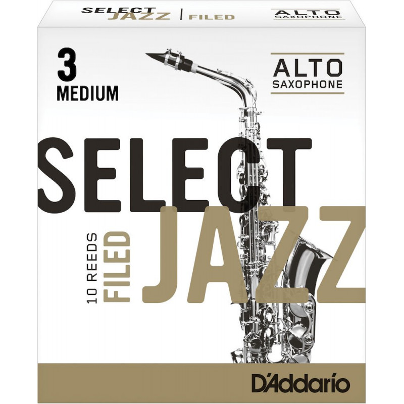 D'Addario RSF10ASX3M - Anches Select Jazz - saxophone alto, force 3-Medium, boîte de 10