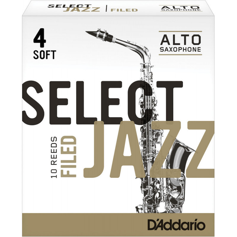 D'Addario RSF10ASX4S - Anches Select Jazz - saxophone alto, force 4-Soft, boîte de 10