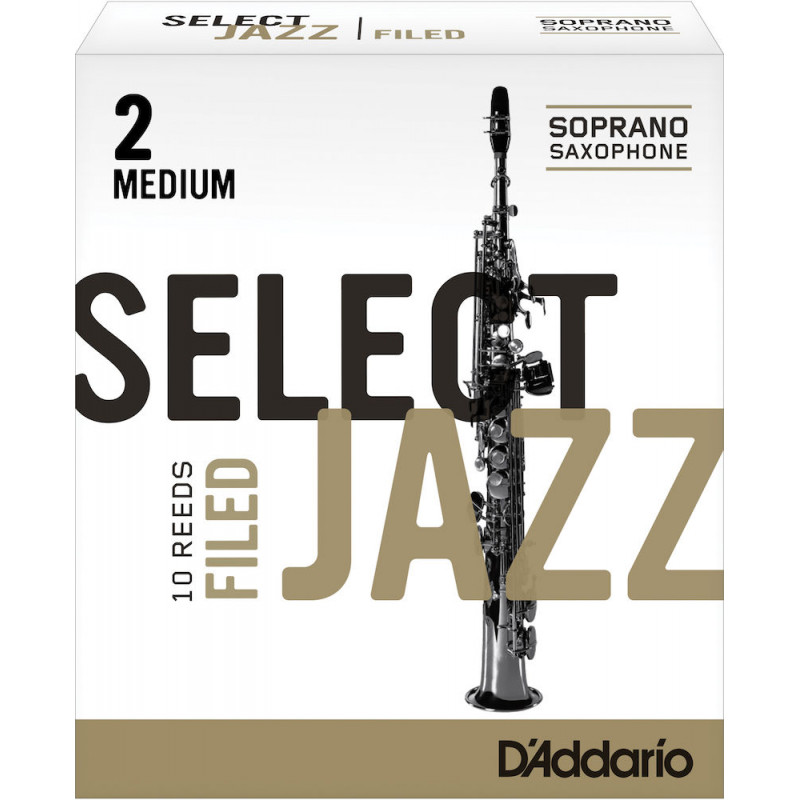 D'Addario RSF10SSX2M - Anches Select Jazz - saxophone soprano, force 2-Medium, boîte de 10