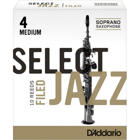 D'Addario RSF10SSX4M - Anches Select Jazz - saxophone soprano, force 4-Medium, boîte de 10