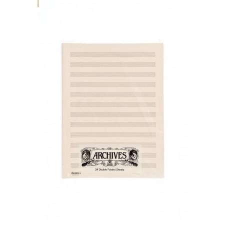 D'Addario D12S - Feuilles doubles de papier manuscrit Archives, 12 portées, 24 feuilles