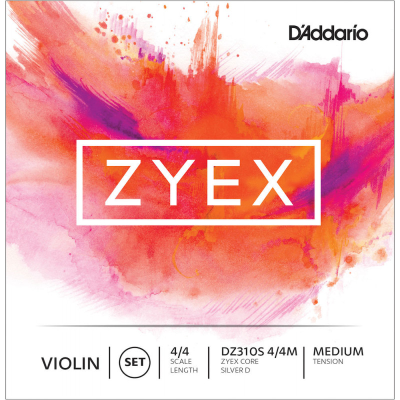 D'Addario DZ310S 4/4M - Jeu de cordes avec Ré en argent violon Zyex, manche 4/4, Medium