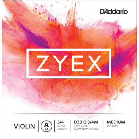 D'Addario DZ312 3/4M - Corde seule (La) violon Zyex, manche 3/4, Medium
