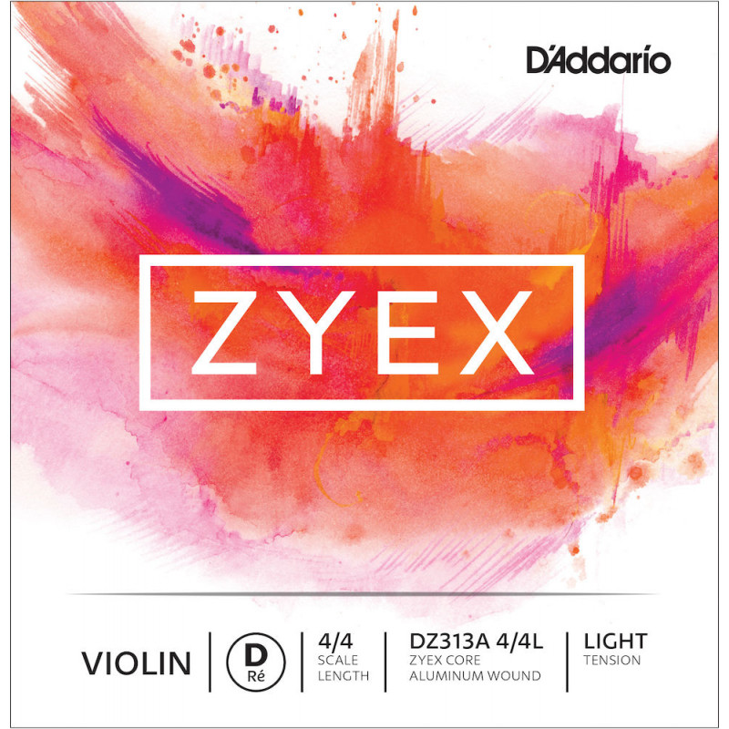D'Addario DZ313A 4/4L - Corde seule (Ré) en aluminium violon Zyex, manche 4/4, Light