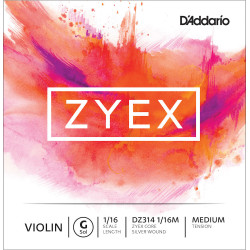 D'Addario DZ314 1/16M - Corde seule (sol) violon 1/16 Zyex, Medium