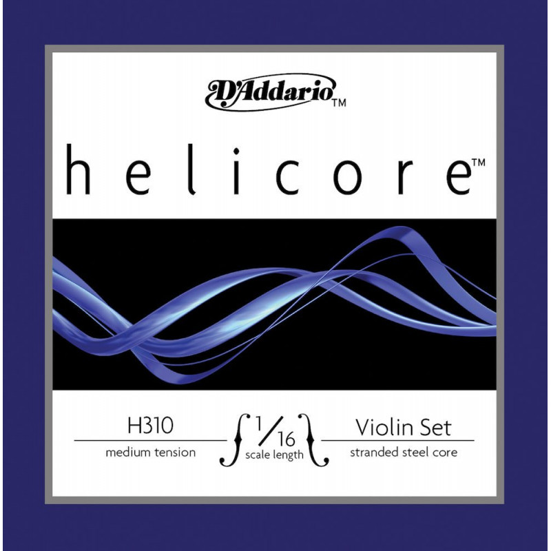 D'Addario H310 1/16M - Jeu de cordes pour violon 1/16 Helicore, Medium