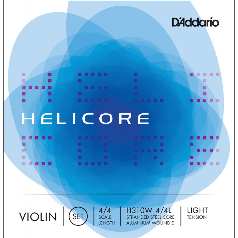 D'Addario H310W 4/4L - Jeu de cordes violon - corde de Mi à filet - Helicore, manche 4/4, Light