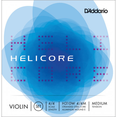 D'Addario H310W 4/4M - Jeu de cordes violon - corde de Mi à filet – Helicore, manche 4/4, Medium
