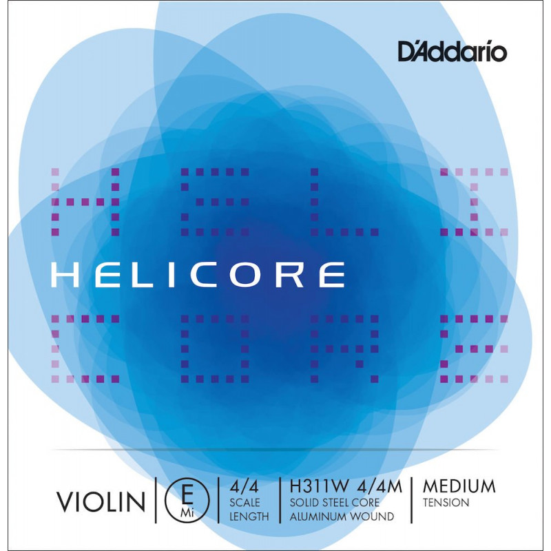 D'Addario H311W 4/4M - Corde seule (Mi) violon Helicore, filet en aluminium, manche 4/4, Medium