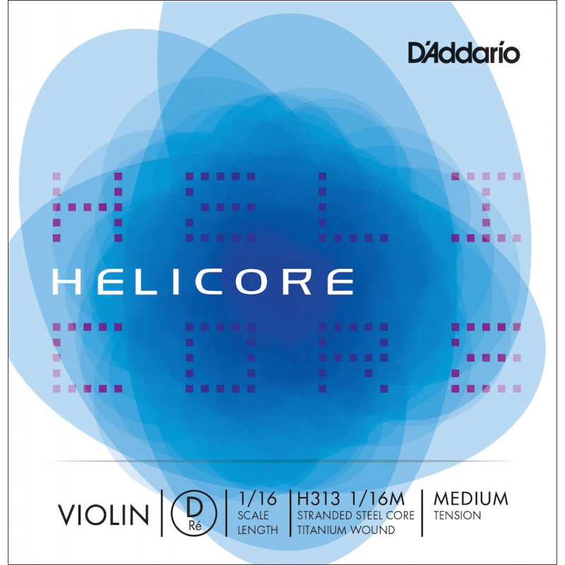 D'Addario H313 1/16M - Corde seule (ré) violon 1/16 Helicore, Medium
