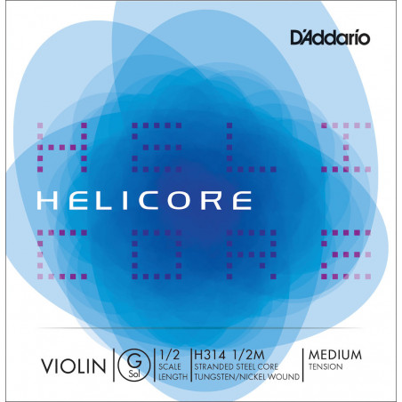 D'Addario H314 1/2M - Corde seule (Sol) violon Helicore, manche 1/2, Medium