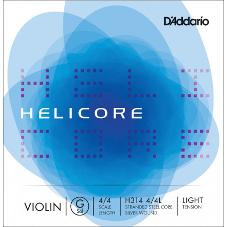 D'Addario H314 4/4L - Corde seule (Sol) violon Helicore, manche 4/4, Light