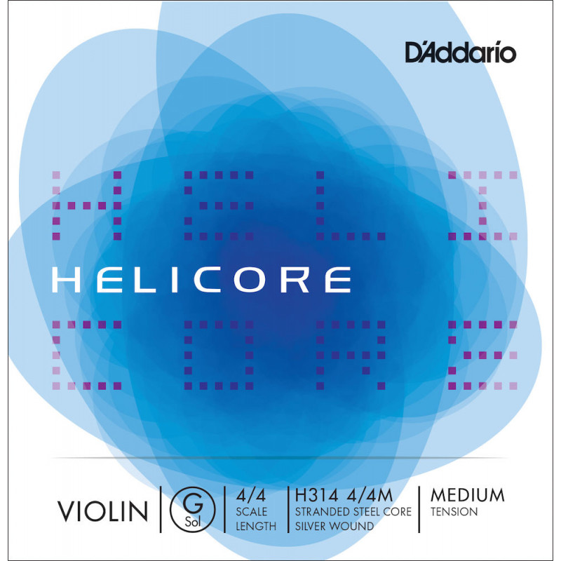 D'Addario H314 4/4M - Corde seule (Sol) violon Helicore, manche 4/4, Medium