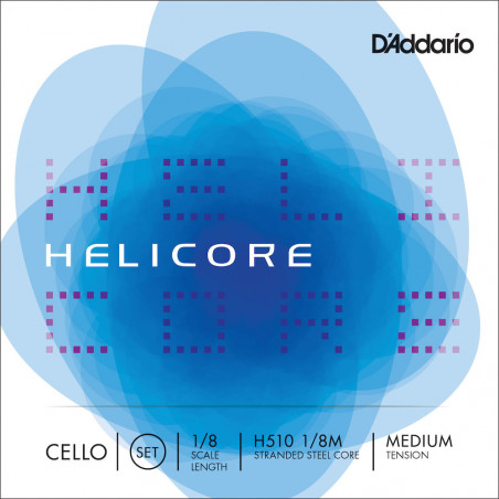 D'Addario H510 1/8M - Jeu de cordes violoncelle Helicore, manche 1/8, Medium