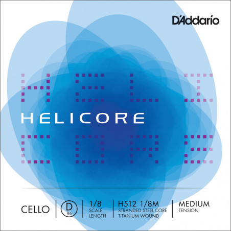 D'Addario H512 1/8M - Corde seule (ré) violoncelle 1/8 Helicore, Medium
