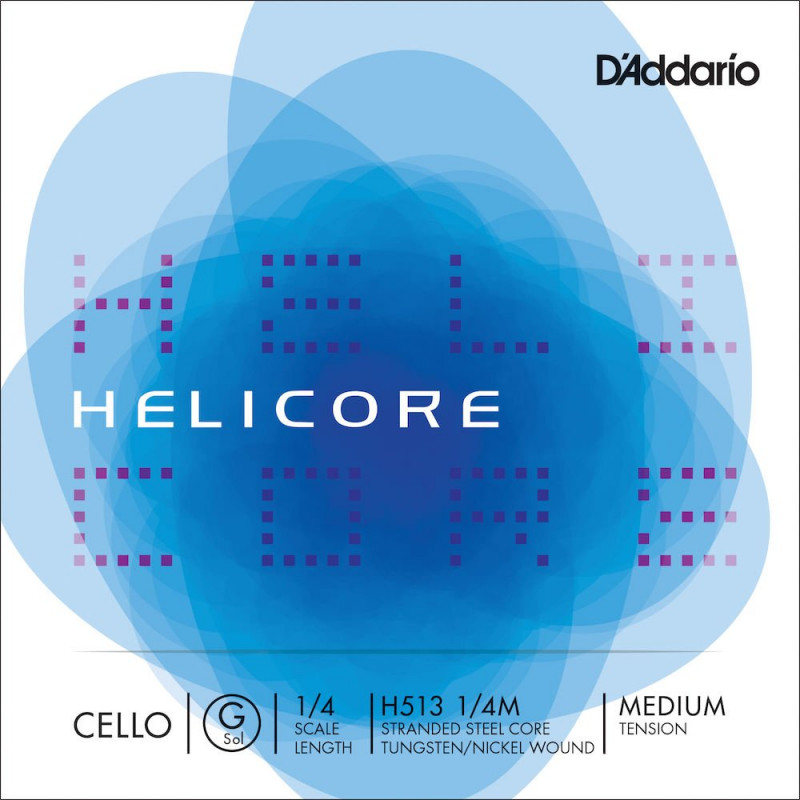D'Addario H513 1/4M - Helicore Cordes seule Sol Violoncelle Manche 1/4 Medium Violet