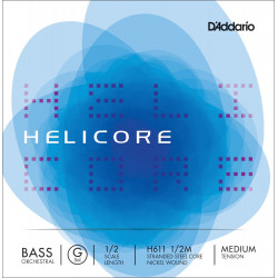 D'Addario H611 1/2M - Corde seule (Sol) contrebasse orchestre Helicore, manche 1/2, Medium