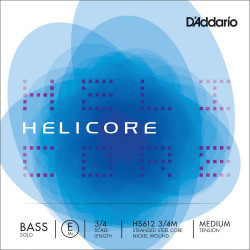 D'Addario HS612 3/4M - Corde seule (Mi) contrebasse solo Helicore, manche 3/4, Medium