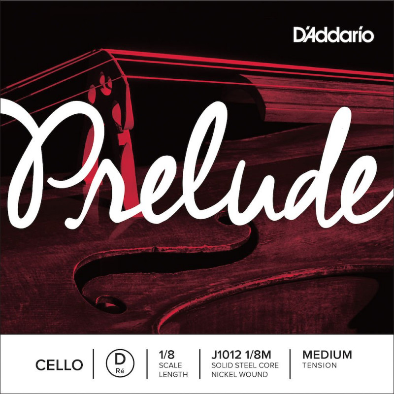 D'Addario J1012 1/8M - Corde seule (Ré) violoncelle Prelude, manche 1/8, Medium