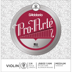 D'Addario J5603 1/4M - Corde seule (Ré) violon Pro-Arte, manche 1/4, Medium