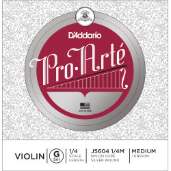 D'Addario J5604 1/4M - Corde seule (Sol) violon Pro-Arte, manche 1/4, Medium