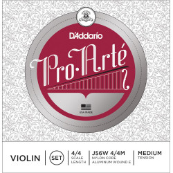 D'Addario J56W 4/4M - Jeu de cordes avec corde de Ré à filet violon Pro-Arte, manche 4/4, Medium