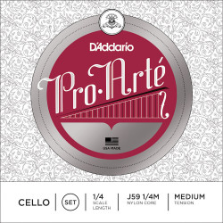 D'Addario J59 1/4M - Jeu de cordes violoncelle Pro-Arte, manche 1/4, Medium