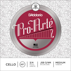 D'Addario J59 3/4M - Jeu de cordes violoncelle Pro-Arte, manche 3/4, Medium