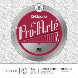 D'Addario J5903 3/4M - Corde seule (Sol) violoncelle Pro-Arte, manche 3/4, Medium