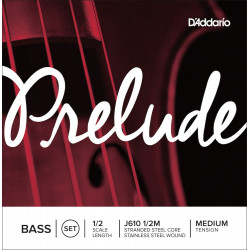 D'Addario J610 1/2M - Jeu de cordes contrebasse Prelude, manche 1/2, Medium