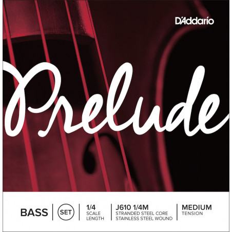 D'Addario J610 1/4M - Jeu de cordes contrebasse Prelude, manche 1/4, Medium