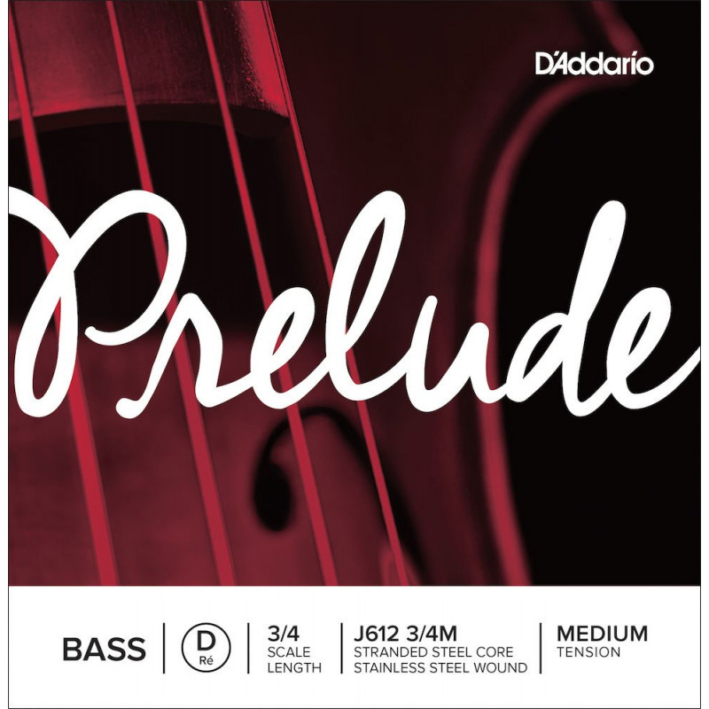D'Addario J612 3/4M - Jeu de cordes basse échelle Prelude 3/4, moyenne