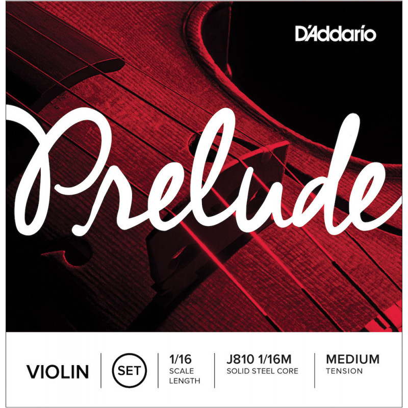D'Addario J810 1/16M - Jeu de cordes violon Prelude, manche 1/16, Medium