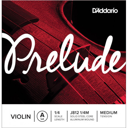 D'Addario J812 1/4M - Corde seule (La) violon Prelude, manche 1/4, Medium