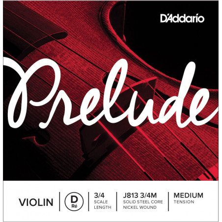 D'Addario J813 3/4M - Corde seule (Ré) violon Prelude, manche 3/4, Medium