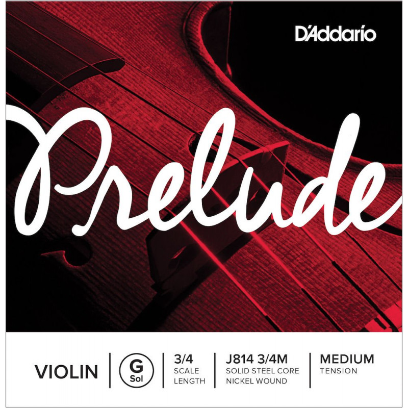 D'Addario J814 3/4M - Corde seule (Sol) violon Prelude, manche 3/4, Medium