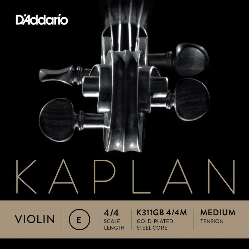 D'Addario K311GB 4/4M - Corde seule (Mi) plaquée or violon Kaplan, extrémité à boule, manche 4/4, Medium