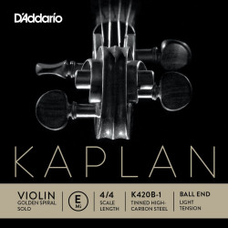 D'Addario K420B-1 - Corde seule (Mi) violon Golden Spiral Solo, manche 4/4, Light