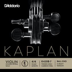 D'Addario K420B-7 - Corde seule (mi) violon 4/4 Kaplan, extrémité à boule, Extra-Heavy