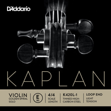 D'Addario K420L-1 - Corde seule (Mi) violon Golden Spiral Solo, extrémité à boucle, manche 4/4, Light