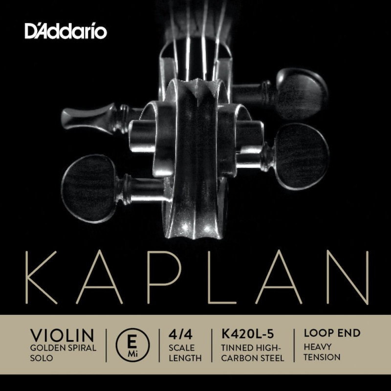 D'Addario K420L-5 - Corde seule (Mi) violon Golden Spiral Solo, extrémité à boucle, manche 4/4, Heavy