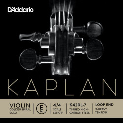 D'Addario K420L-7 - Corde seule (mi) violon 4/4 Kaplan, extrémité à boucle, Extra-Heavy